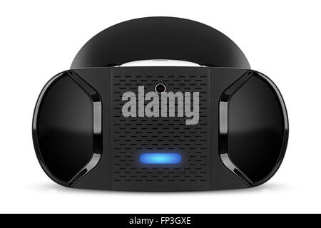 Front view of VR virtual reality headset isolated on white background. VR is an immersive experience. Stock Photo