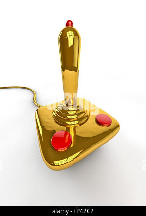 Retro computer gaming controller joystick on a white background Stock ...