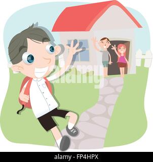 Happy school boy waving hand Stock Vector Image & Art - Alamy