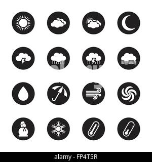 [JPEG] black flat weather icon set on circle for web, UI, infographic and mobile apps Stock Vector
