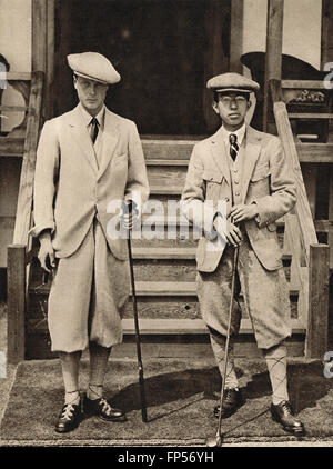 Edward Prince of Wales the Future King Edward VIII & the Prince Regent of Japan posing with golf gear Japan 1922 Stock Photo