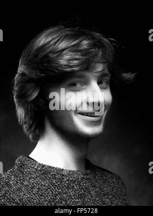 Portrait of a Young Man with Brown Hair. Stock Photo