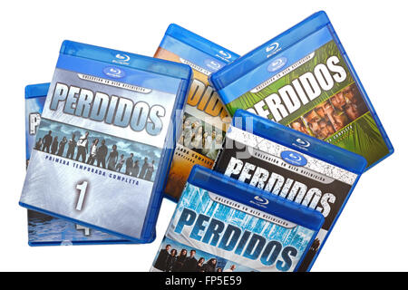 BARCELONA, SPAIN - DEC 27, 2014: Perdidos (Spanish edition of Lost), adventure television series. Stock Photo