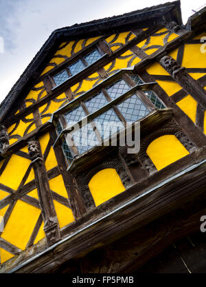 Exterior of the 17th century wood and plaster gatehouse at Stokesay Castle near Ludlow in Shropshire England UK