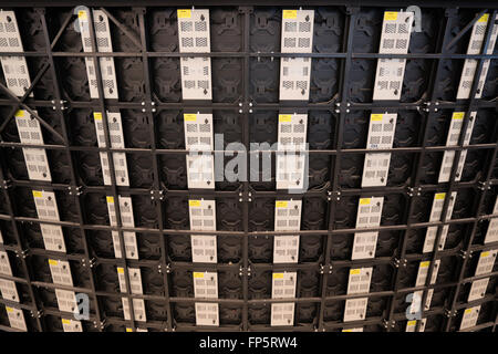 Back panels of large multimedia multiple tv screens Stock Photo
