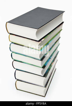 Stack of various hardcover books isolated on white Stock Photo