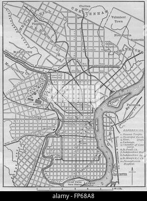 PHILADELPHIA: Plan of Philadelphia, 1882 antique map Stock Photo