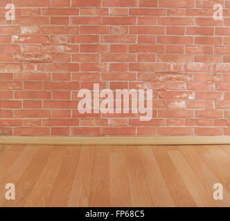 Brick wall and wooden floor texture interior Stock Photo