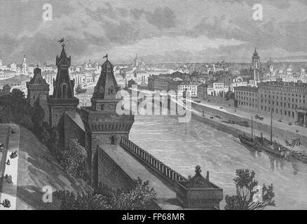 MOSCOW: View of Moscow from the Kremlin, antique print 1882 Stock Photo