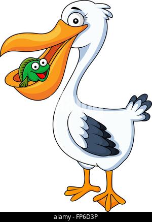 Pelican eating fish Stock Vector