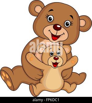 Mother and baby bear cartoon Stock Vector