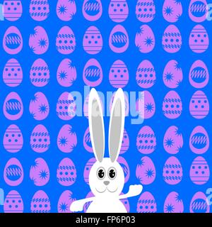 Greeting Card with  White Easter Rabbit. Stock Vector