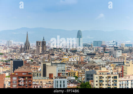 View from Montjuic over Barcelona, Spain. Stock Photo