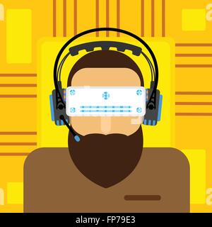 virtual reality glasses flat Stock Vector