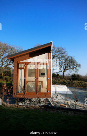 A static mobile home being placed on a caravan park in Devon, UK. Stock Photo