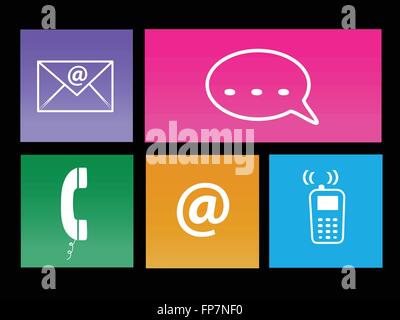 Image of various colorful communication metro icons. Stock Vector