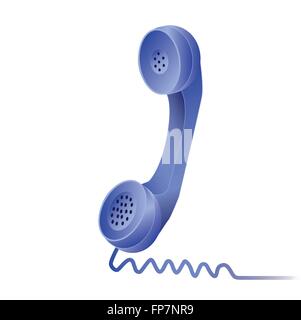 Image of a blue phone isolated on a white background. Stock Vector
