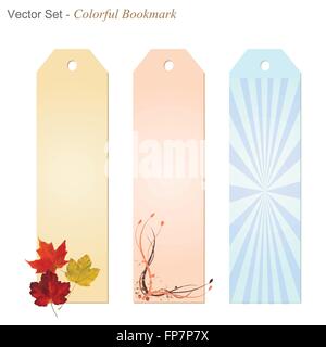Image of various colorful bookmark designs isolated on a white background. Stock Vector
