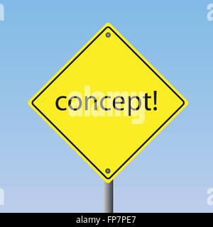 Image of a "concept" sign against a blue sky background. Stock Vector