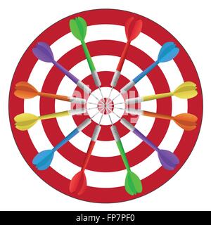 Image of colorful darts in a circle isolated on a white background. Stock Vector