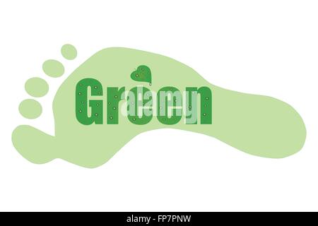 Illustration of a green footprint on a grass background. Stock Vector