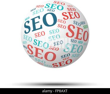 Tag cloud sphere Seo, isolated on white background Stock Vector