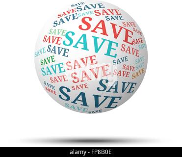 Tag cloud sphere Save, isolated on white background Stock Vector