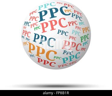 Tag cloud sphere Ppc, isolated on white background Stock Vector