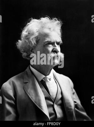 Mark Twain. Portrait of the American writer Samuel Langhorne Clemens, by A F Bradley, 1907 Stock Photo