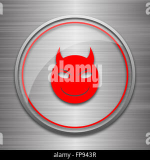 Evil icon. Metallic internet button on white background Stock Photo - Alamy