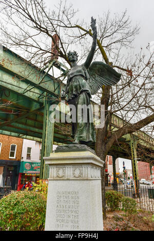 Freedom Triangle is a landscaped triangle, located in the Brooklyn neighborhood of Bushwick, commemorates the sacrifice of the B Stock Photo