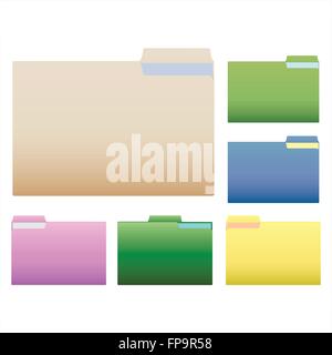 Image of various colorful folders isolated on a white background. Stock Vector