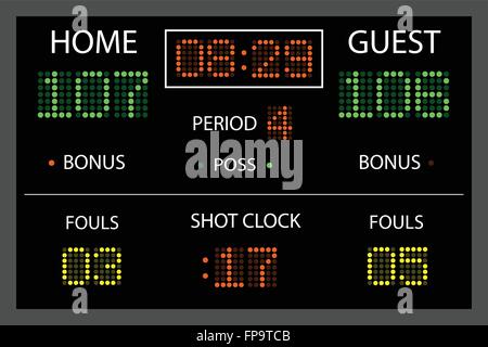 Image of a digital scoreboard. Stock Vector