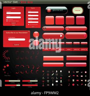 Image of a complete web set with forms, bars, buttons and many icons. Stock Vector