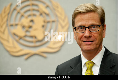 Germany's Foreign Minister Guido Westerwelle stands inside an office at the UN in New York, United States, 23 September 2012. Westerwelle visits New York from 21 to 28 September 2012 to attends the United Nations' 67th General Assembly. Photo: Sven Hoppe