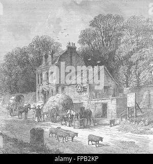 LONDON: Kensington: Halfway House pub, 1850, antique print 1880 Stock Photo