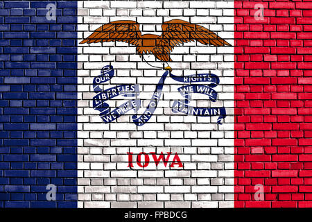 flag of Iowa painted on brick wall Stock Photo