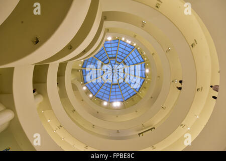 New York City - January 31, 2016: Interior of the famous Solomon R. Guggenheim Museum of modern and contemporary art in New York Stock Photo