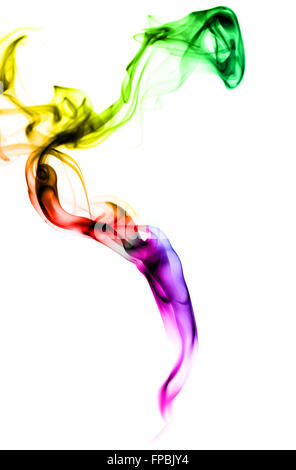 Gradient colored fume abstract shapes over white background Stock Photo