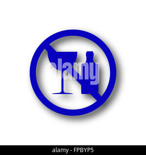 No alcohol icon. Blue internet button on white background. Stock Photo