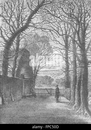 LONDON: Hampstead: Keats Seat, Well Walk, antique print 1880 Stock Photo