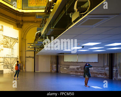 An interior view of a modern building showing the style and decor, called the Fundamentals Pavilion - 2014 Venice Biennale. Stock Photo