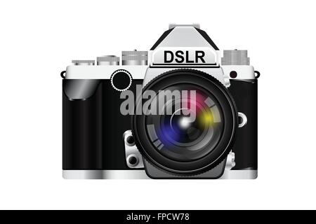camera body and colorful lens. vector illustration. Stock Vector