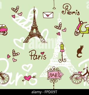 Paris seamless pattern background Stock Vector