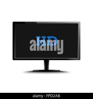 High Definition LED Monitor isolated on white background. Vector Illustration. Stock Vector
