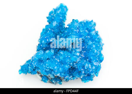 detailed macro photo of Chalcanthite mineral isolated over white Stock Photo