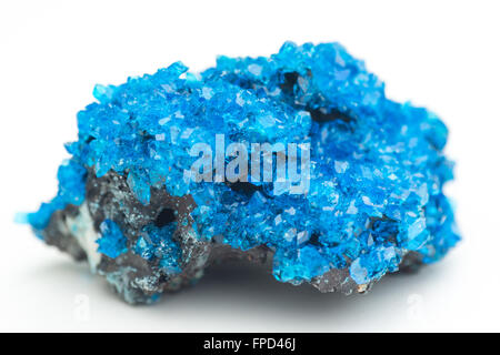 detailed macro photo of Chalcanthite mineral isolated over white Stock Photo