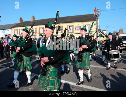 Corduff Pipe Band in Carrickmacross St Patricks Day Parade Stock Photo