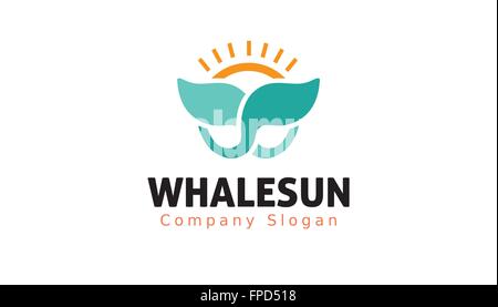 Whale Sun Design Illustration Stock Vector