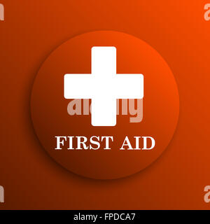 First aid icon. Internet button on white background Stock Photo - Alamy
